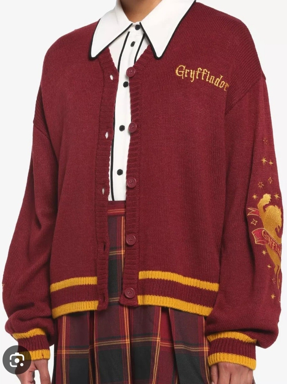 Gryffindor Maroon Knit Cardigan Vest with Gold Trim